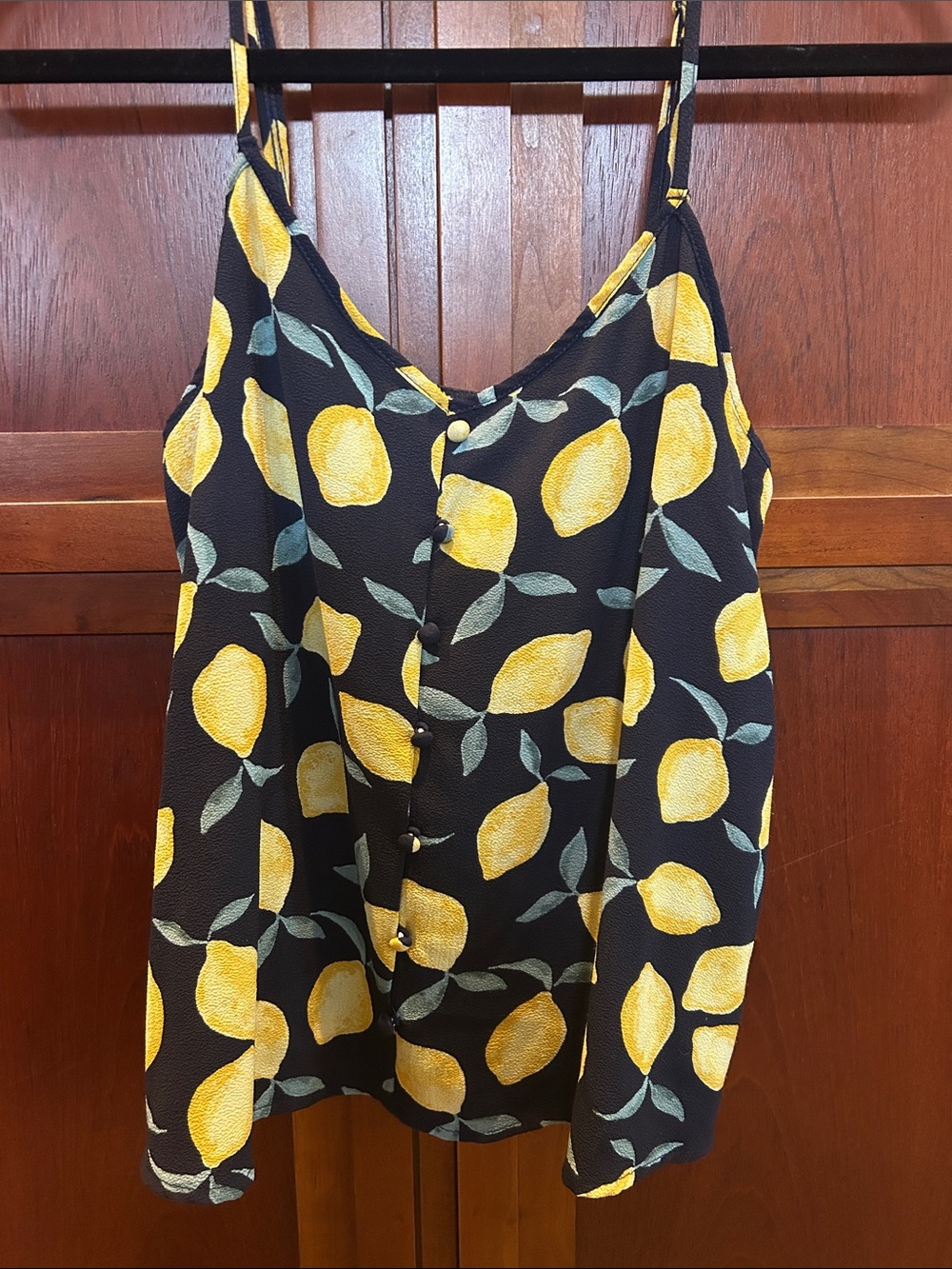 Pink Rose Black Cami with Yellow Lemon Print